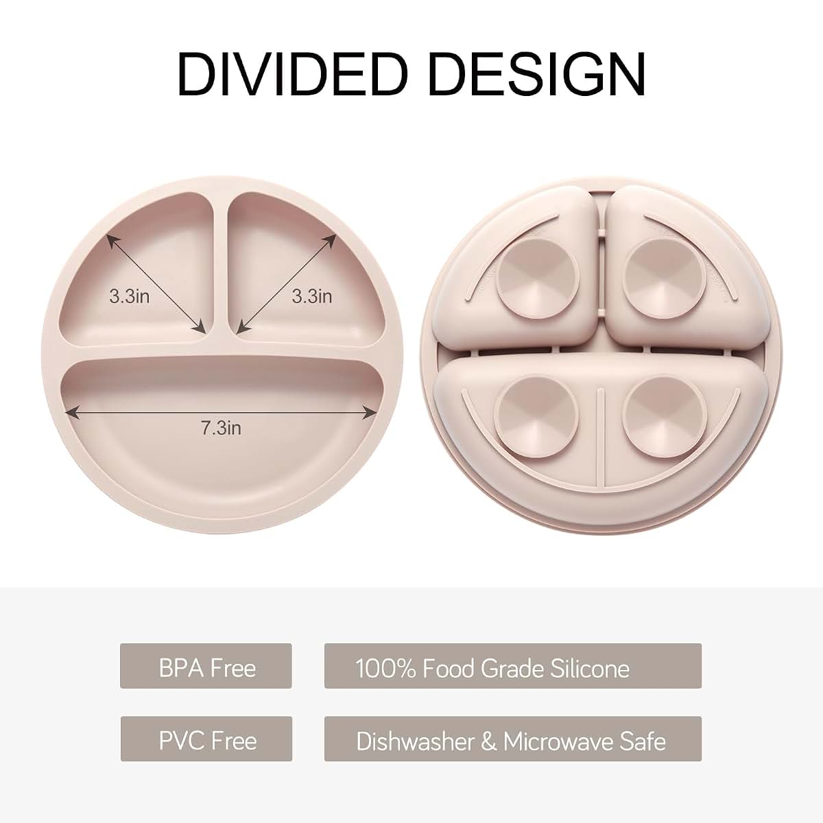 Eascrozn 2 Pack Silicone Baby Plates with Suction and Stainless Steel Utensils