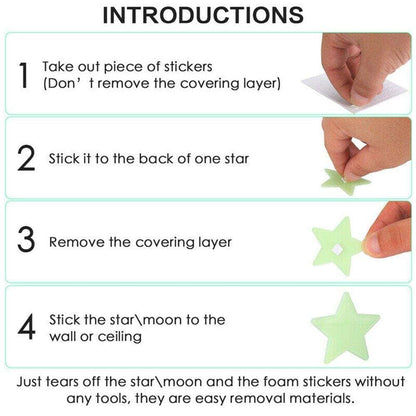 Glow-in-The-Dark Stars and Moon Wall Decor Set