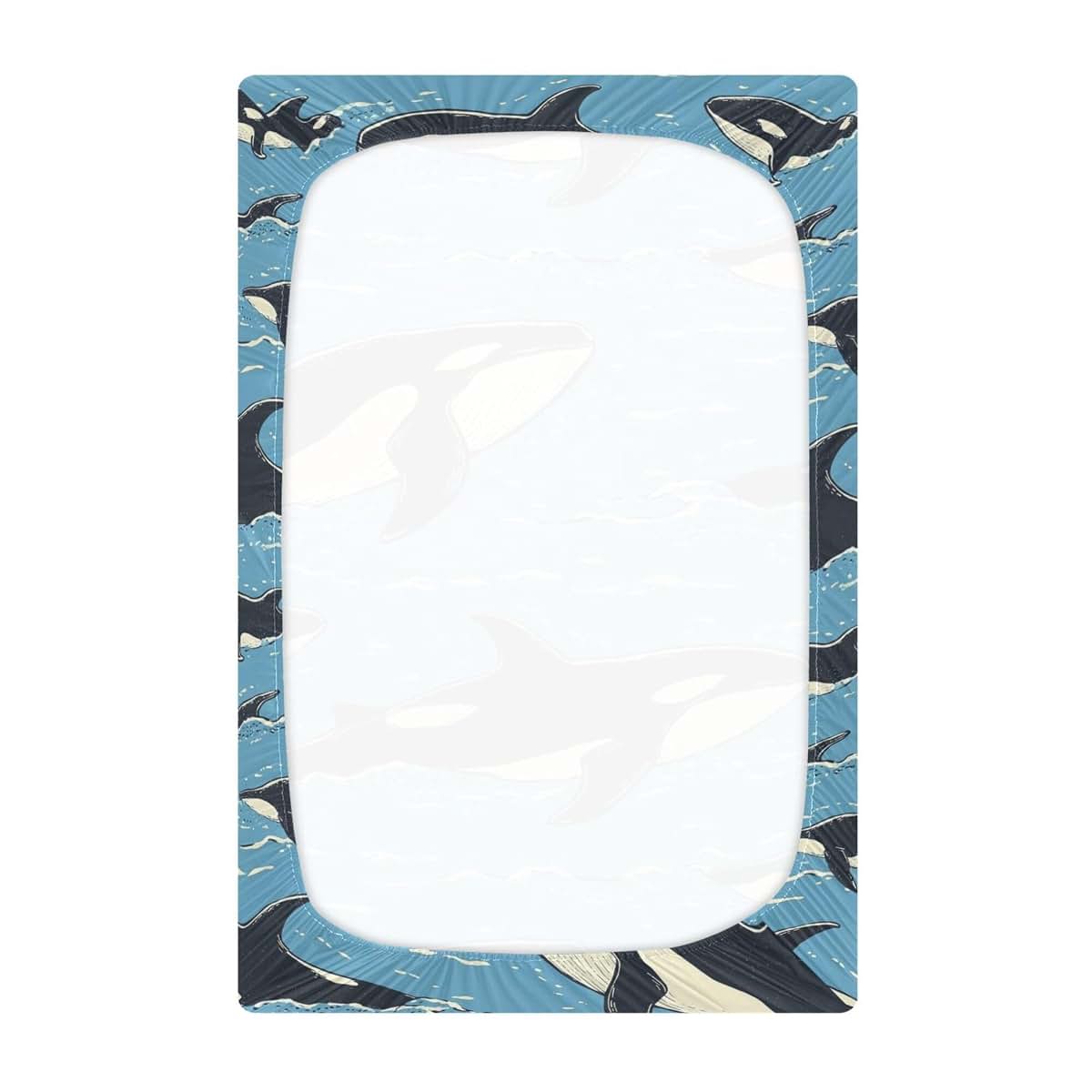 Mazeann Sea Wave Whale Crib Sheet