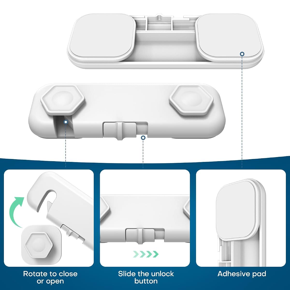 Pe&Hui 8 Pack Baby Proofing Cabinet Locks In White (photo 2)
