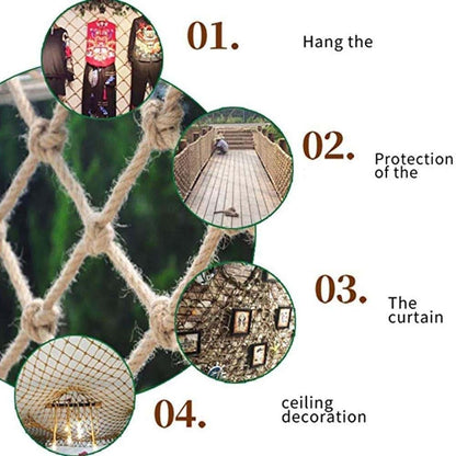 Hynet Safety Net for Stairs, Hemp Rope Netting Balcony Protective Net Tree House Kids Rope Ladder Swing Fence Heavy (photo 3)