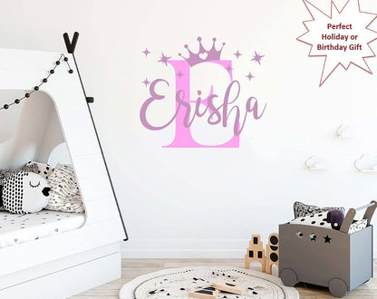 Sticker Graphics Princess Crown Custom Name Wall Decal For Bedroom