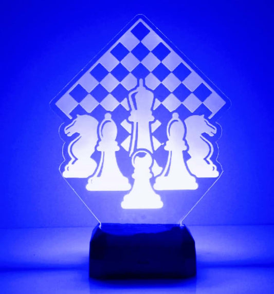 Jinnwell 3D Chess Night Light Lamp Illusion Night Light 7 Color Changing Touch Switch Table Desk Decoration Lamps Gift