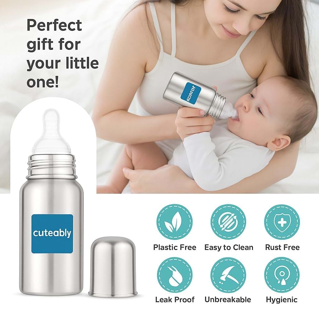 Pgm Distributors Stainless Steel Baby Bottle Set, 150ml - 2 Pack (photo 3)
