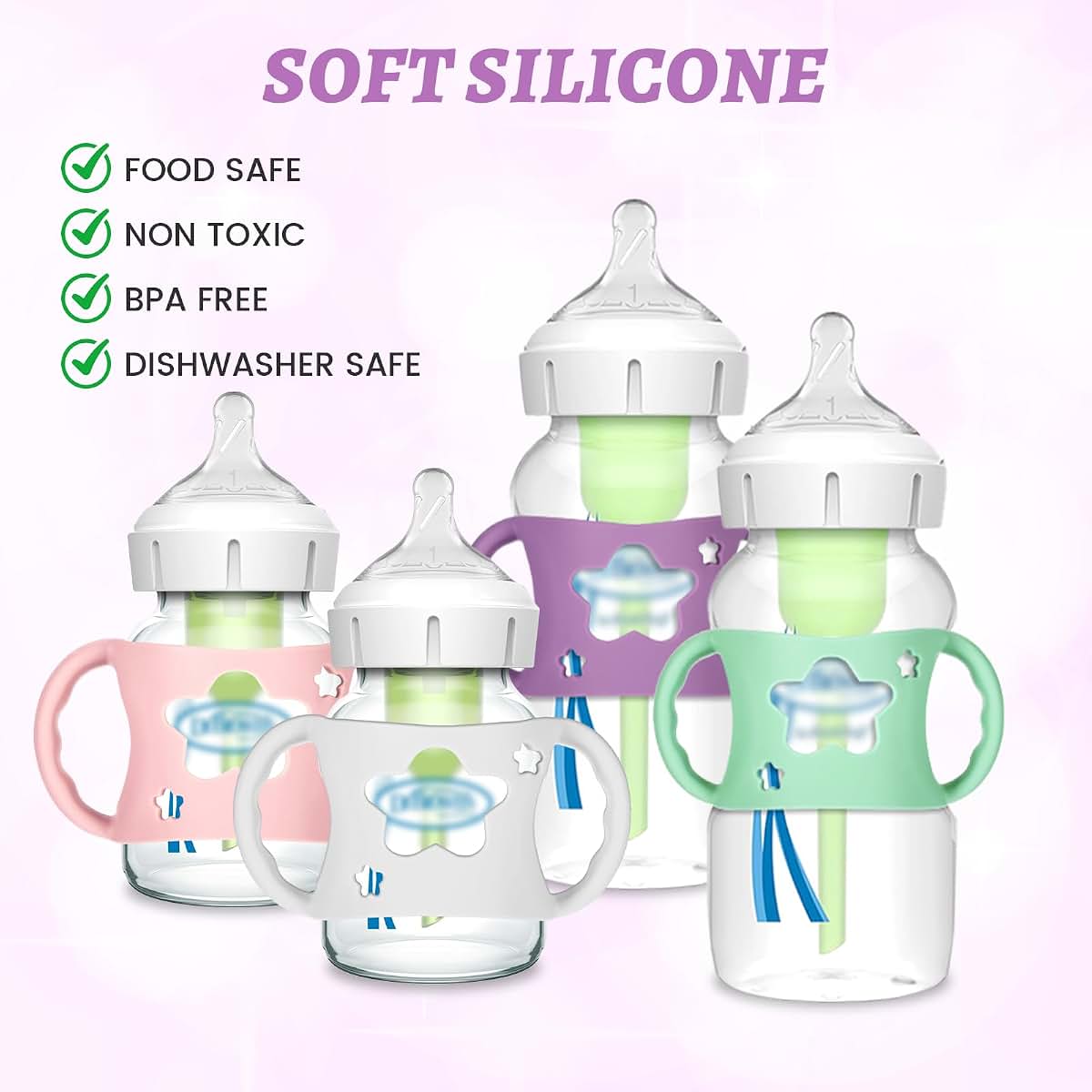 NYTGAH 4 Pack Baby Bottle Holder for Dr Brown Wide-Neck Bottle with Easy Grip Handles (photo 4)