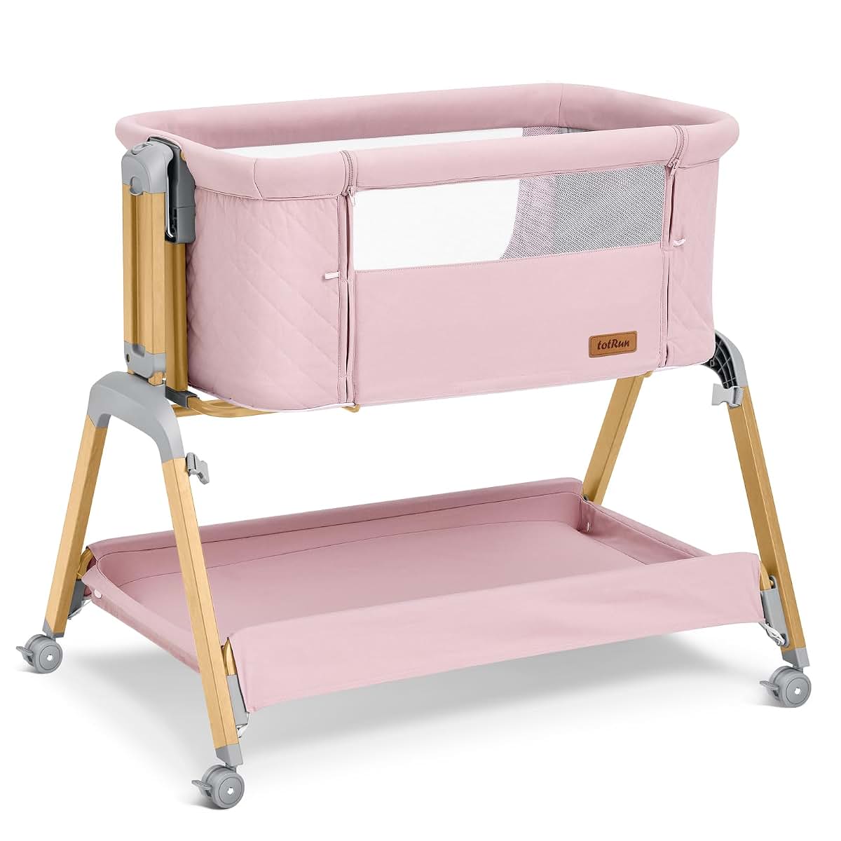 TotRun Adjustable Bedside Sleeper Bassinet for Newborns (Pink)