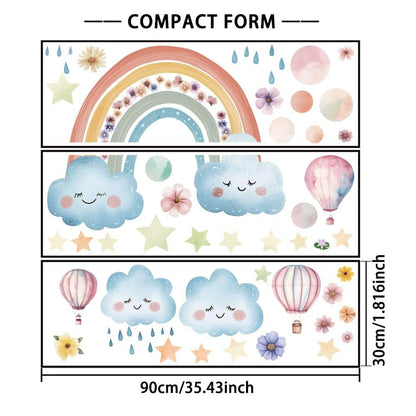 GOMAKERER 3 Sheets Large Rainbow Wall Stickers Boho Cloud Decal for Nursery and Bedroom