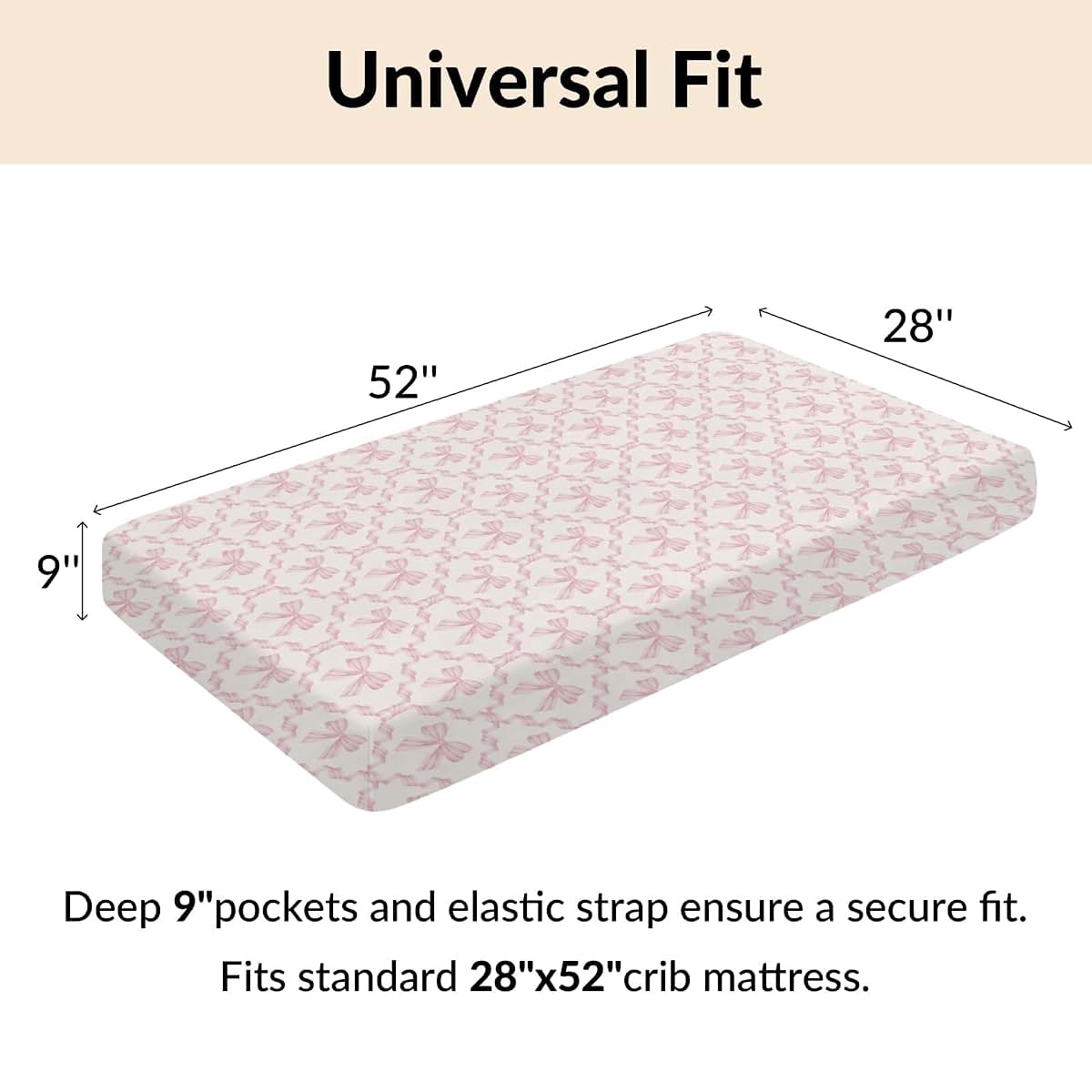 Cstdyfrv Pink Ribbon Bows Fitted Crib Sheet for Standard Crib Mattress (photo 4)