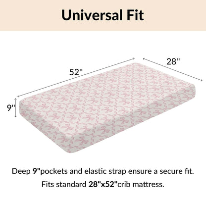 Cstdyfrv Pink Ribbon Bows Fitted Crib Sheet for Standard Crib Mattress (photo 4)