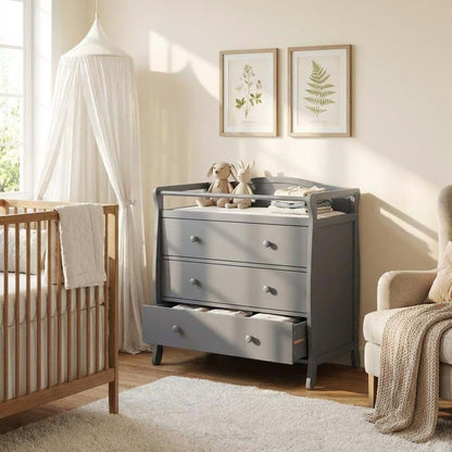 GarveeHome 3-Drawer Baby Changing Table with Pad, Grey
