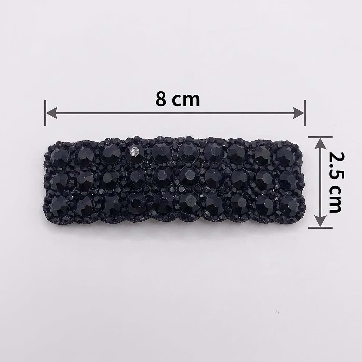 Tustao 2Pcs Black Rhinestones Snap Hair Clips