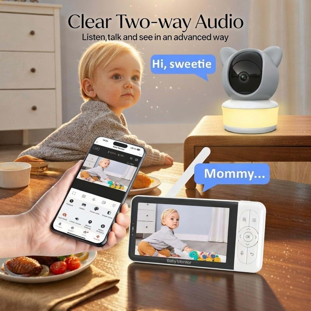 PRIMEPEAK HD 2K Wi-Fi Baby Monitor with Camera and Audio