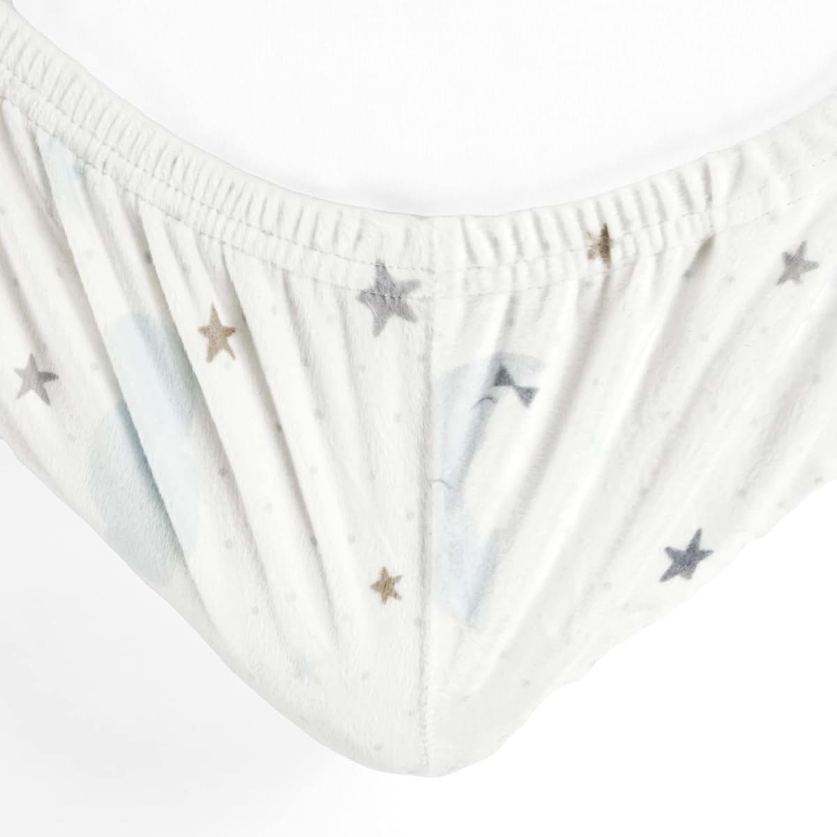 Lush Decor Goodnight Little Moon Soft & Plush Fitted Crib Sheet, 52"x 28" x 9", Blue (photo 4)