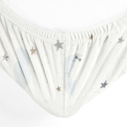 Lush Decor Goodnight Little Moon Soft & Plush Fitted Crib Sheet, 52"x 28" x 9", Blue (photo 4)