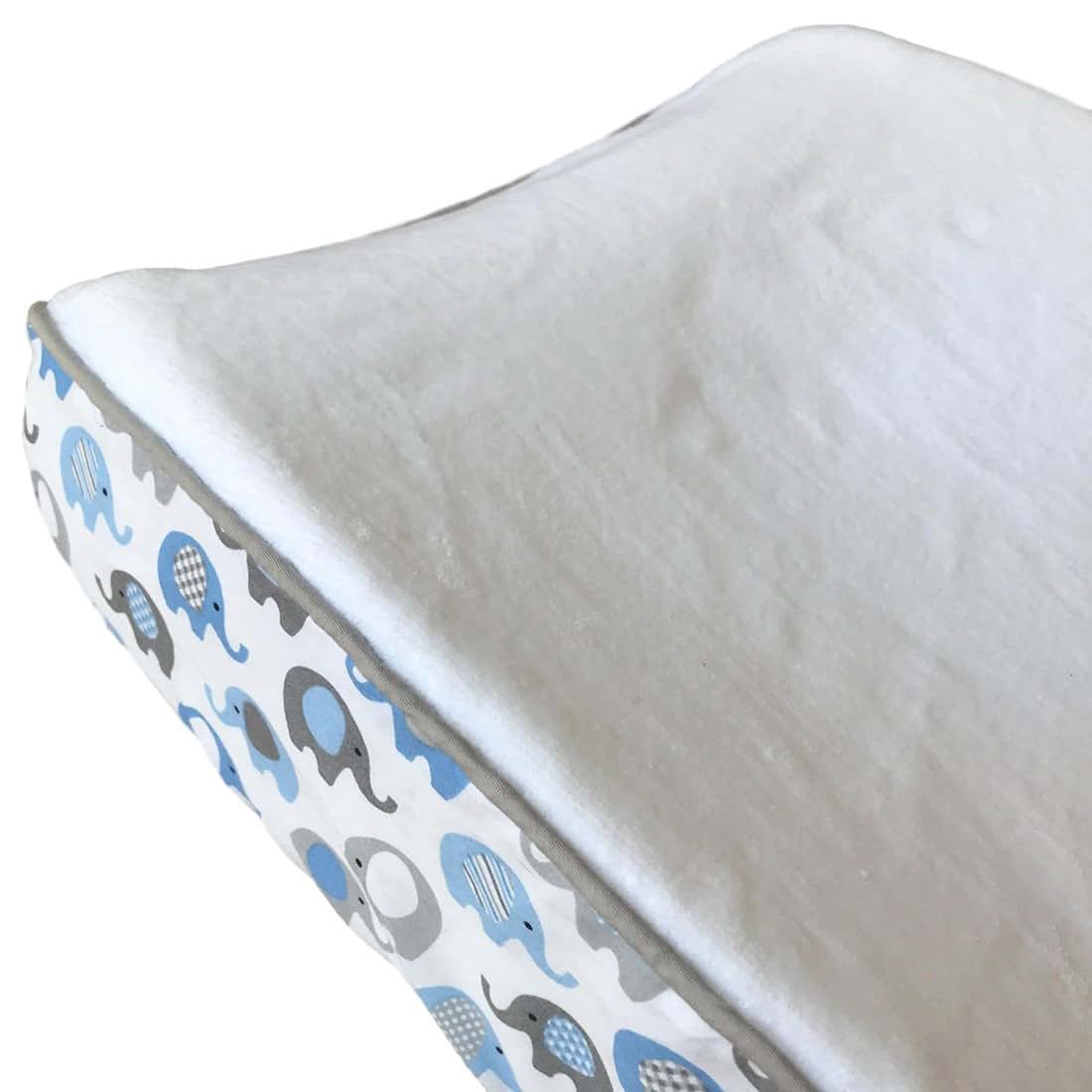 effe bebe Vera Elephant 100% Cotton Velour Baby Changing Pad Cover (Blue Grey) (photo 2)