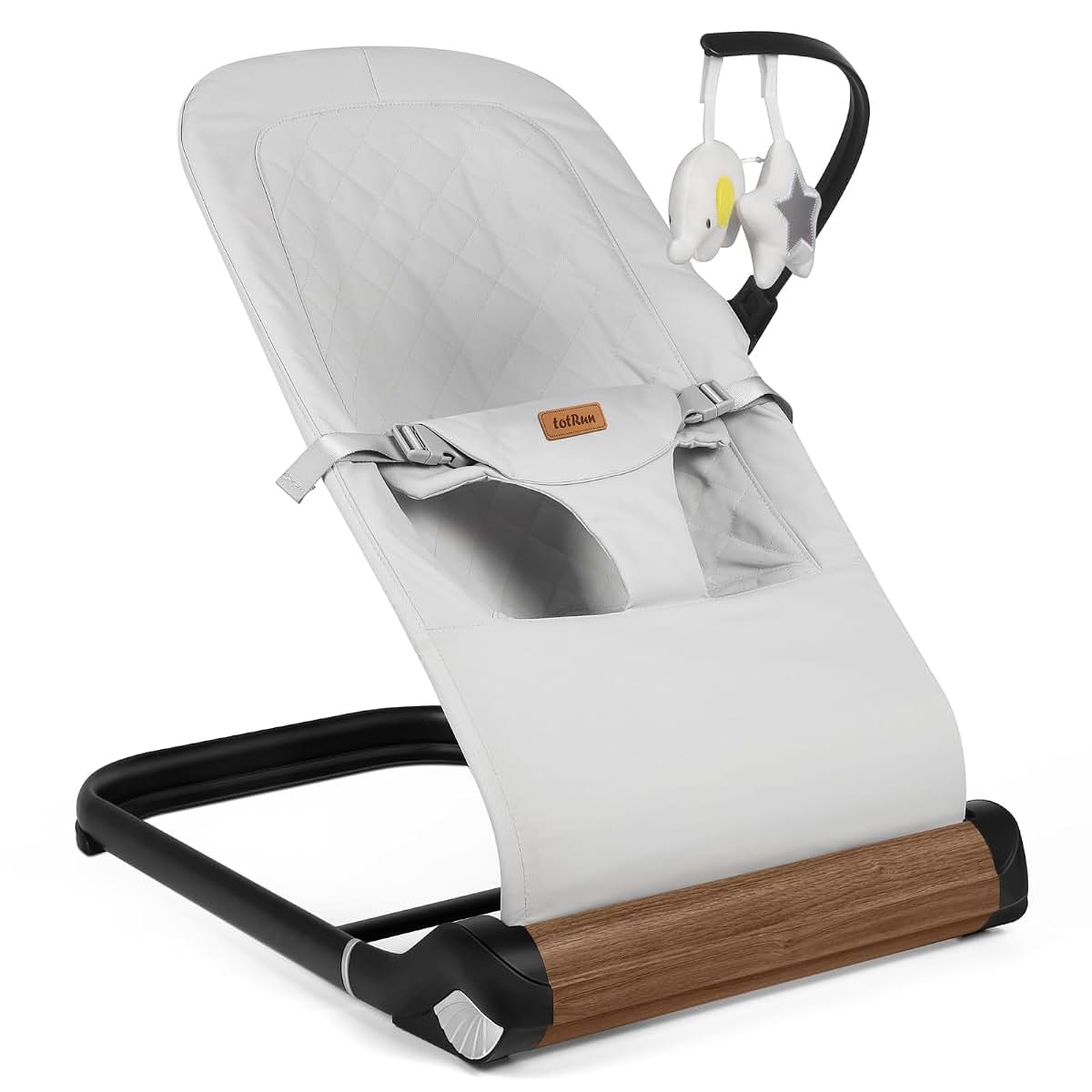 TotRun Baby Bouncer Chair, Light Grey, Adjustable Recline, Machine-Washable