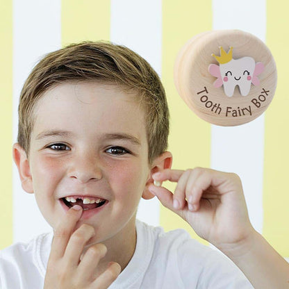 BabyOneStop Tooth Fairy Box, Wooden 3D Carved Keepsake Storage for Lost Teeth