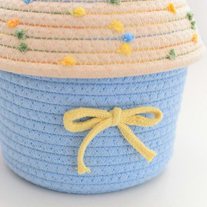 Vobumix Rainbow Pattern Cotton Cute Decorative Rope Basket Storage Organizer (photo 2)