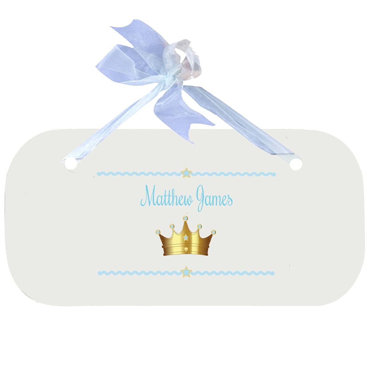 My Bambino Personalized Prince Crown Blue Nursery Door Hanger Wall Plaque