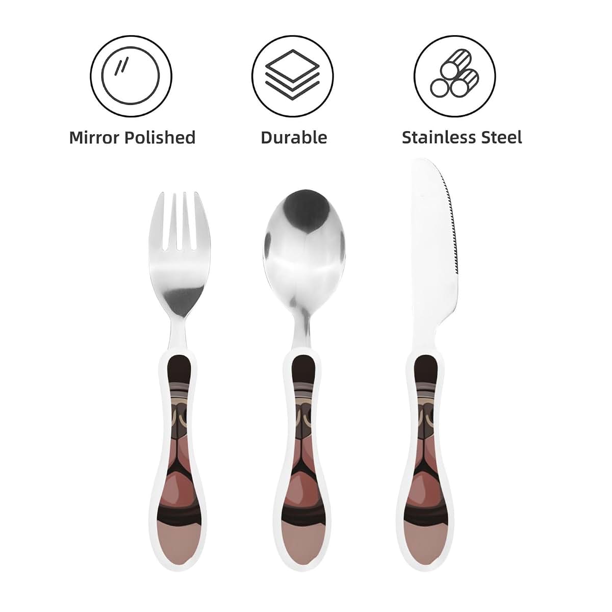 DDTKLSNV 3-Piece Kids Silverware Set With Storage Case, Stainless Steel Reusable Children Safe Knife Spoon Fork Set (photo 3)
