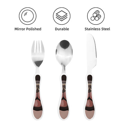 DDTKLSNV 3-Piece Kids Silverware Set With Storage Case, Stainless Steel Reusable Children Safe Knife Spoon Fork Set (photo 3)