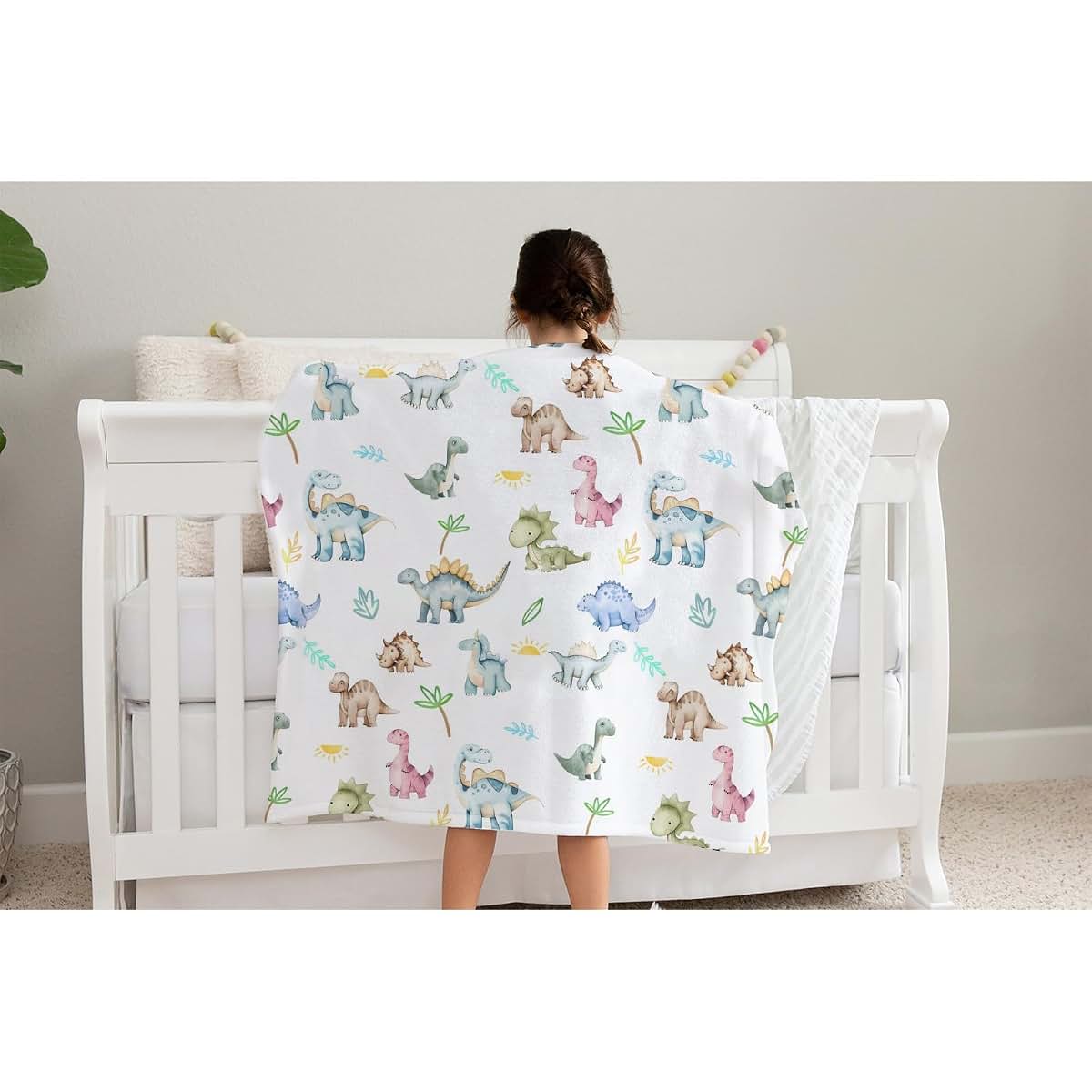Dinosaur Baby Blanket Plush Flannel 30x40 Inch