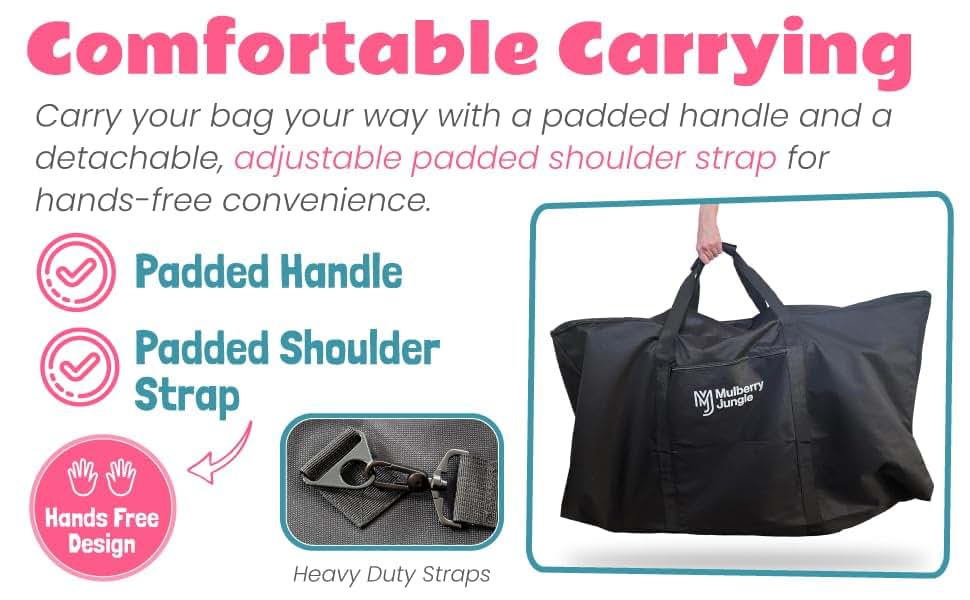 Venmark Mulberry Jungle Stroller Travel Bag with Hook for Single & Double Strollers, Black