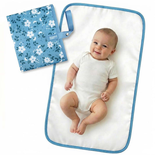Phoebus Baby Portable Diaper Changing Pad with Wrist Strap, Blue Flowers