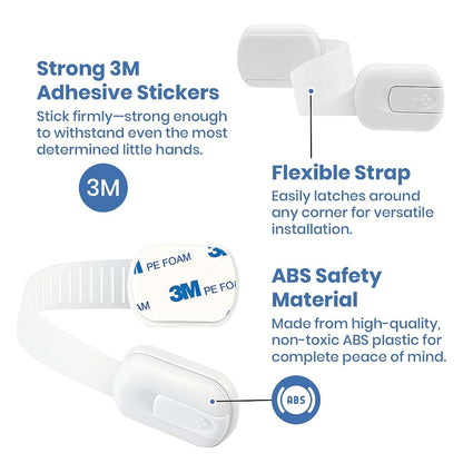 Toilet Seat Locks Kit for Baby Proofing Cabinets (8.5" L x 3" W)