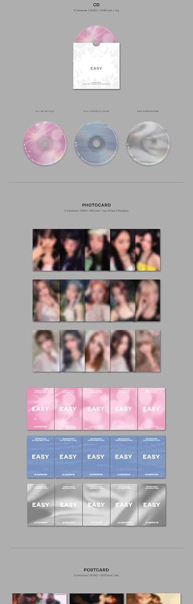 Kpop Le Sserafim Easy 3rd Mini Album Standard Version CD Set