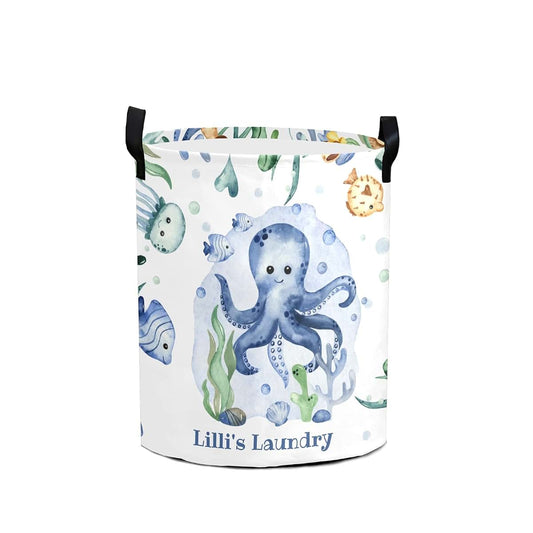 Joyestore Underwater-Creatures-Sea-Turtle-Octopus Storage Bin, Waterproof Oxford Fabric Clothes Basket Organizer for