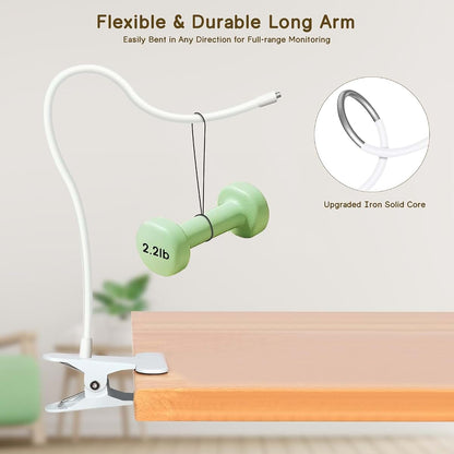 BabyOneStop Baby Monitor Clip Mount for HelloBaby & ANMEATE, Adjustable Gooseneck, No Drilling