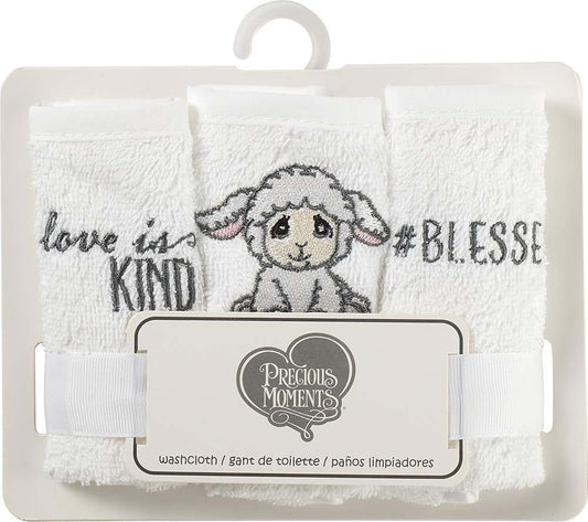 Precious Moments Luffie Lamb Washcloths 3 Pack