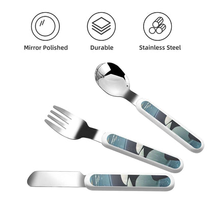 LHDGBNV Stainless Steel Kids Silverware Set With Orca Whale Design (photo 3)