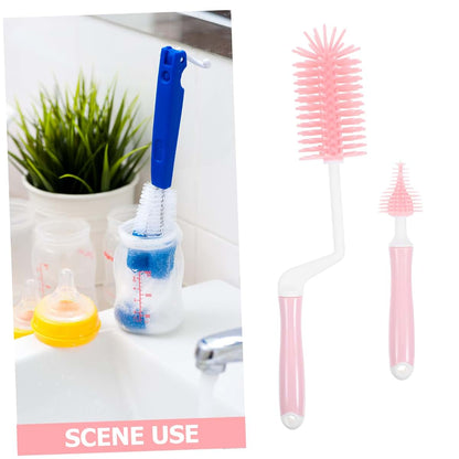 BabyOneStop Silicone Baby Bottle Teat Cleaning Brush Set, Light Grey