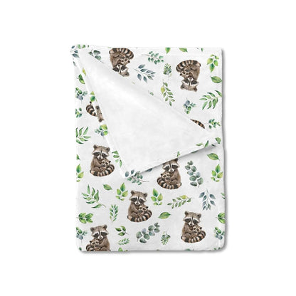 KASTLEE Cute Raccoon Green Leaves Baby Blanket