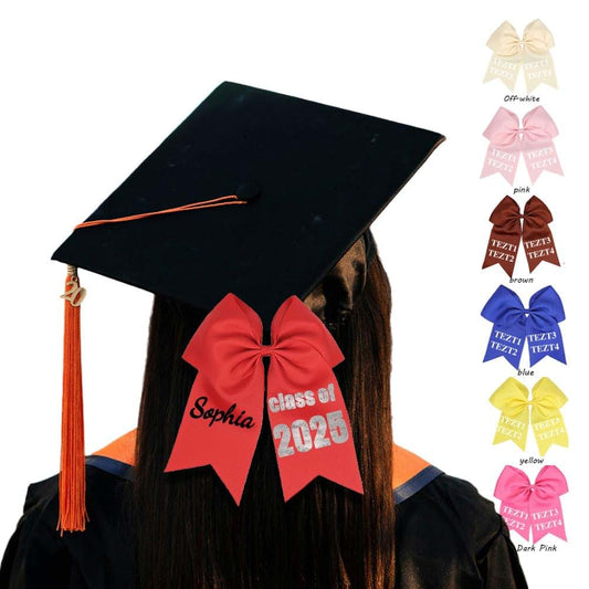 JJ GRADGOWN Personalized Graduation Bow Class of 2025 Custom Name Hair Accessory