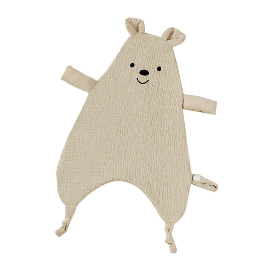 DRAGONRUN Lovely Embroidered Bear Baby Soothing Blanket Four-Layer Muslin SleepAid Baby Toy Lightweight For Newborn