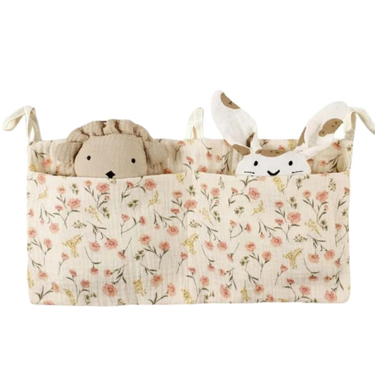 AZIDWERYQ Hanging Diaper Caddy Soft Cotton Cloth Crib Organizer Cute Large Capacity Diaper Organizer Foldable Double