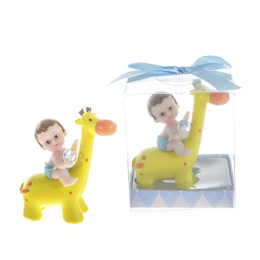 Lunaura Baby Keepsake Set: 12 Blue Baby On Giraffe Favors