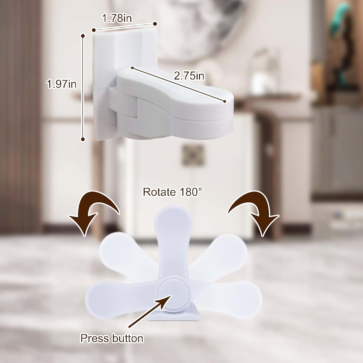 Child Proof Door Lever Locks, 8-Pack Adhesive Handle Locks
