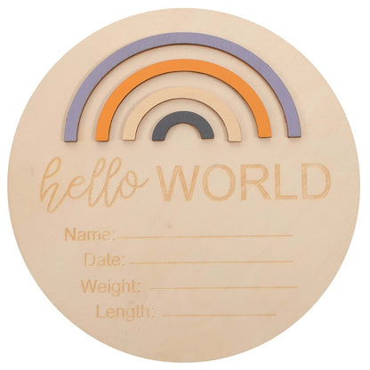 Toddmomy Wood Rainbow Birth Announcement Sign