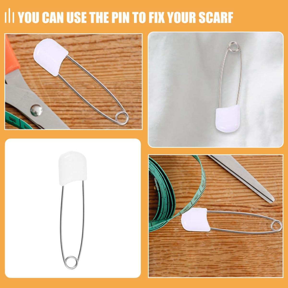 BabyOneStop 30 Pcs White Zinc Alloy and Reusable PP Diaper Safety Pins