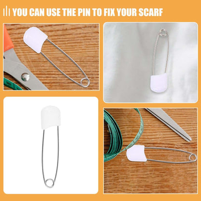 BabyOneStop 30 Pcs White Zinc Alloy and Reusable PP Diaper Safety Pins