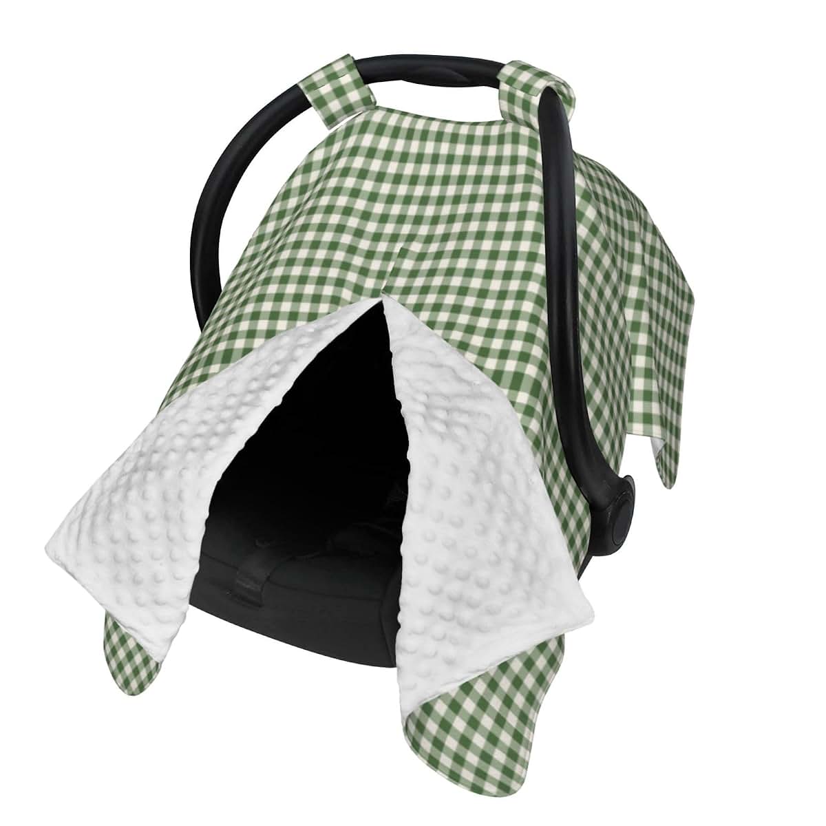 Qbtspek Green Gingham Plaid Multi-Use Car Seat And Nursing Cover
