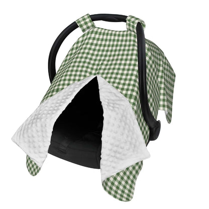 Qbtspek Green Gingham Plaid Multi-Use Car Seat And Nursing Cover