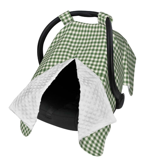 Qbtspek Green Gingham Plaid Multi-Use Car Seat And Nursing Cover