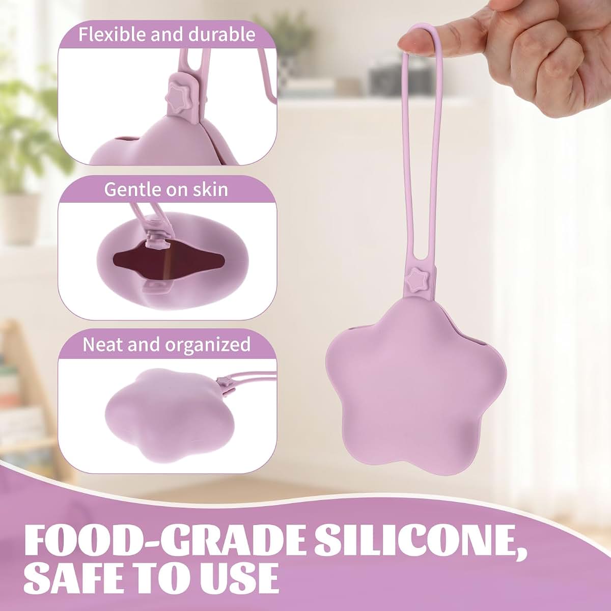Truzoig 3 Pcs Multicolor Silicone Pacifier Holder Cases for Diaper Bag with Leash