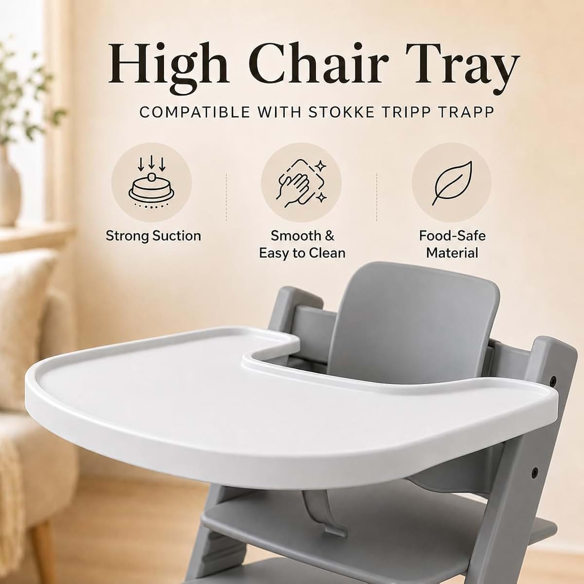HAPGAO Baby High Chair Tray for Tripp Trapp Baby Set V2 and Later, Matte Black (photo 2)