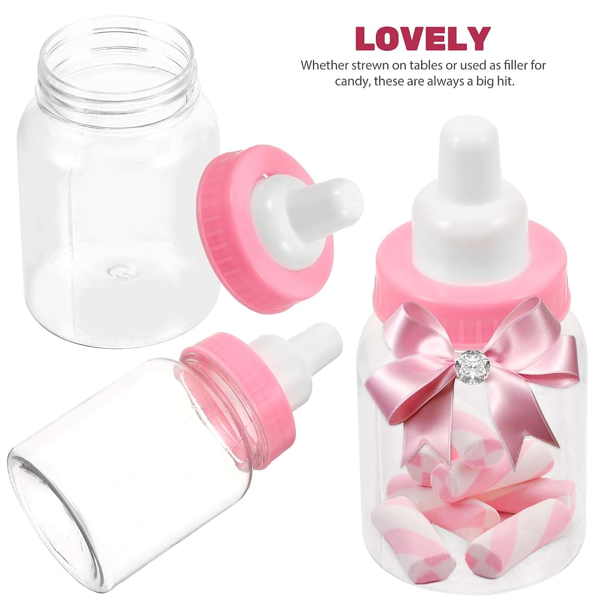 FOMIYES 12Pcs Pink Decorative Mini Bottle for Baby Shower Favors